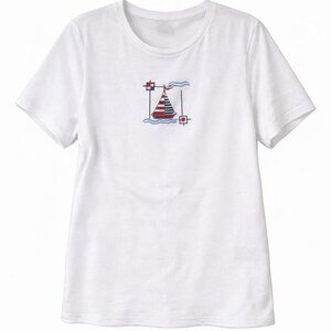 🦜 ALISON DALEY White "Sailboat" T-shirt - M